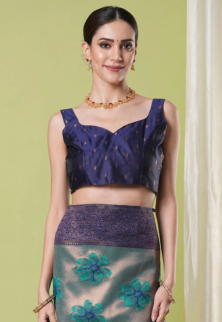 Sea Green Banarasi Silk Saree