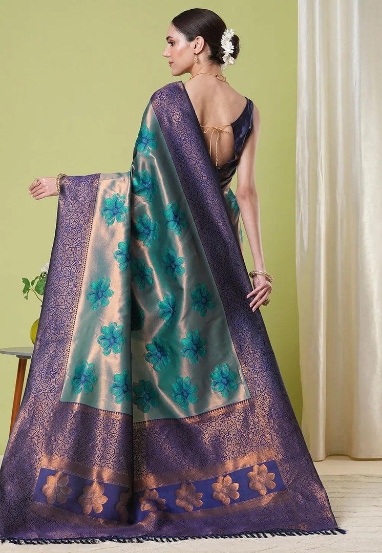 Sea Green Banarasi Silk Saree