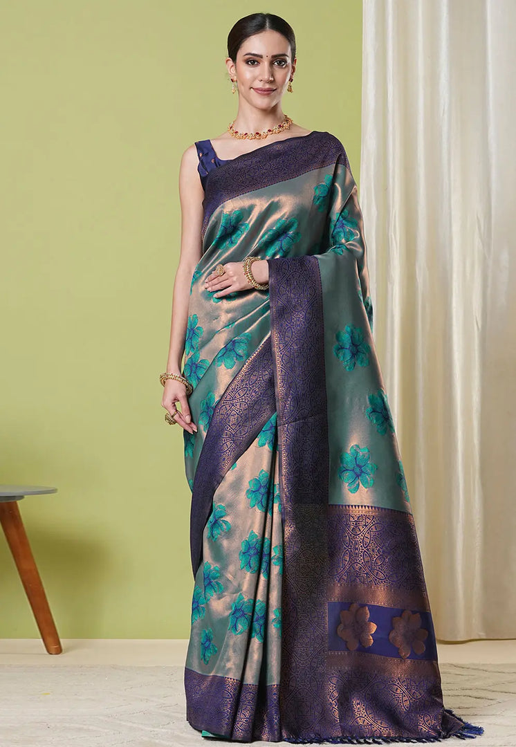 Sea Green Banarasi Silk Saree
