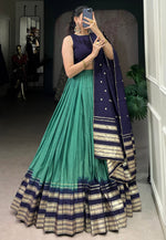 Load image into Gallery viewer, Sea Green Chanderi Circular Lehenga Choli
