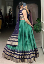 Load image into Gallery viewer, Sea Green Chanderi Circular Lehenga Choli
