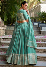 Load image into Gallery viewer, Sea Green Chanderi Lehenga Choli
