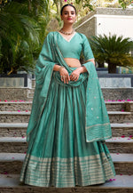 Load image into Gallery viewer, Sea Green Chanderi Lehenga Choli
