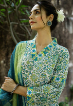 Load image into Gallery viewer, Sea Green Chanderi Readymade Pant Style Suit
