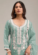 Load image into Gallery viewer, Sea Green Cotton Pakistani Suit
