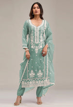 Load image into Gallery viewer, Sea Green Cotton Pakistani Suit
