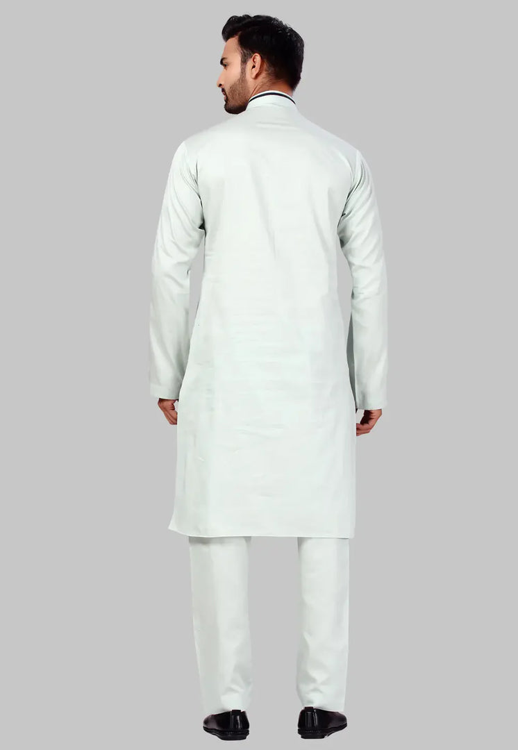 Sea Green Cotton Pathani Suit