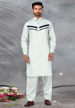 Load image into Gallery viewer, Sea Green Cotton Pathani Suit
