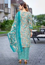 Load image into Gallery viewer, Sea Green Cotton Readymade Pakistani Suit
