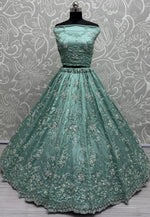 Load image into Gallery viewer, Sea Green Cotton Silk Wedding Lehenga Choli
