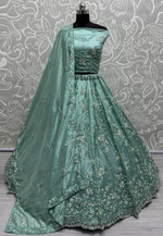 Load image into Gallery viewer, Sea Green Cotton Silk Wedding Lehenga Choli

