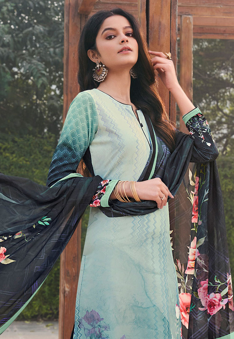 Sea Green Crepe Patiala Suit