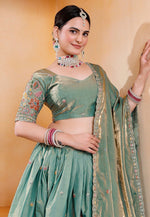 Load image into Gallery viewer, Sea Green Georgette Circular Lehenga Choli
