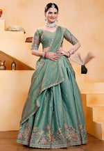 Load image into Gallery viewer, Sea Green Georgette Circular Lehenga Choli
