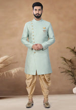 Load image into Gallery viewer, Sea Green Jacquard Indo Western Suit
