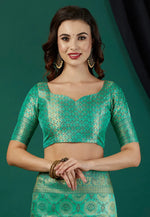 Load image into Gallery viewer, Sea Green Kanjivaram Silk Saree
