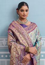 Load image into Gallery viewer, Sea Green Kanjivaram Silk Saree With Blouse