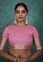 Load image into Gallery viewer, Sea Green Linen Saree With Blouse
