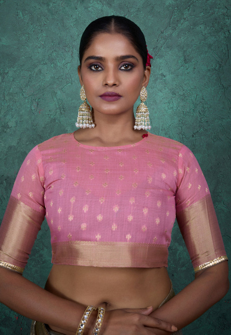 Sea Green Linen Saree With Blouse