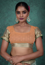 Load image into Gallery viewer, Sea Green Linen Saree With Blouse
