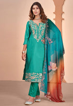 Load image into Gallery viewer, Sea Green Muslin Pakistani Suit
