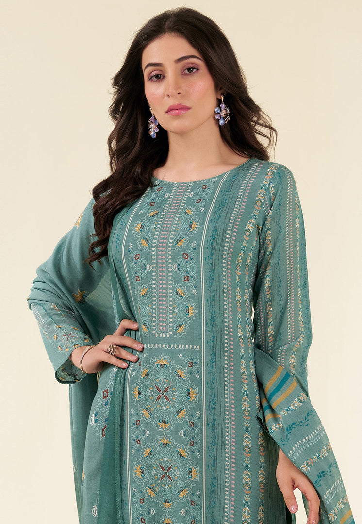 Sea Green Muslin Pant Style Suit