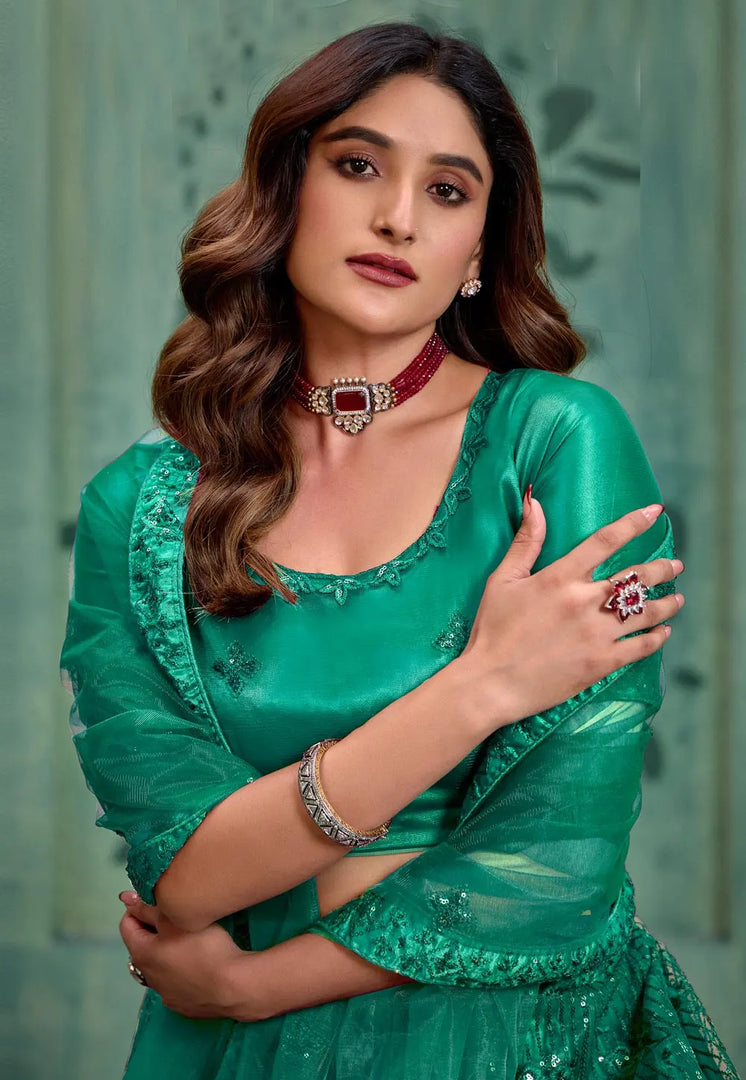 Sea Green Net Lehenga Choli