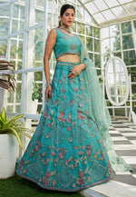 Load image into Gallery viewer, Sea Green Net Lehenga Choli
