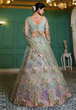 Load image into Gallery viewer, Sea Green Net Lehenga Choli
