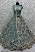Load image into Gallery viewer, Sea Green Net Wedding Lehenga Choli
