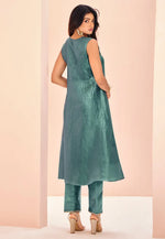 Load image into Gallery viewer, Sea Green Organza Kurta Set With Pent
