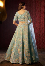 Load image into Gallery viewer, Sea Green Organza Lehenga Choli
