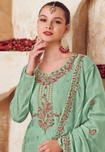 Load image into Gallery viewer, Sea Green Organza Pakistani Suit
