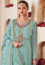 Load image into Gallery viewer, Sea Green Organza Pakistani Suit
