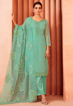 Load image into Gallery viewer, Sea Green Organza Pakistani Suit
