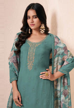 Load image into Gallery viewer, Sea Green Organza Palazzo Suit
