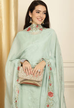 Load image into Gallery viewer, Sea Green Organza Pant Style Suit
