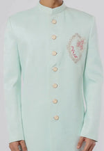 Load image into Gallery viewer, Sea Green Rayon Indo Western Sherwani
