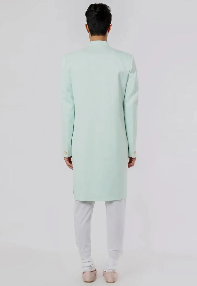 Sea Green Rayon Indo Western Sherwani