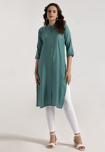 Load image into Gallery viewer, Sea Green Rayon Kurti
