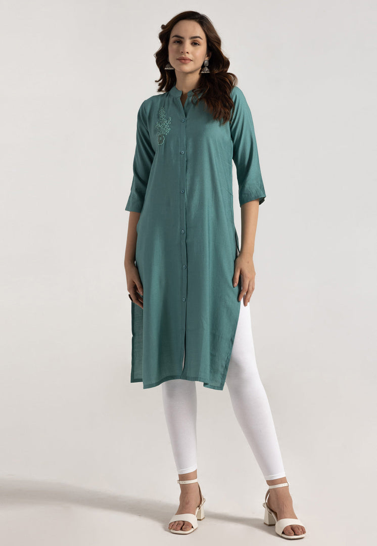 Sea Green Rayon Kurti