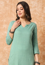 Load image into Gallery viewer, Sea Green Rayon Long Kurti
