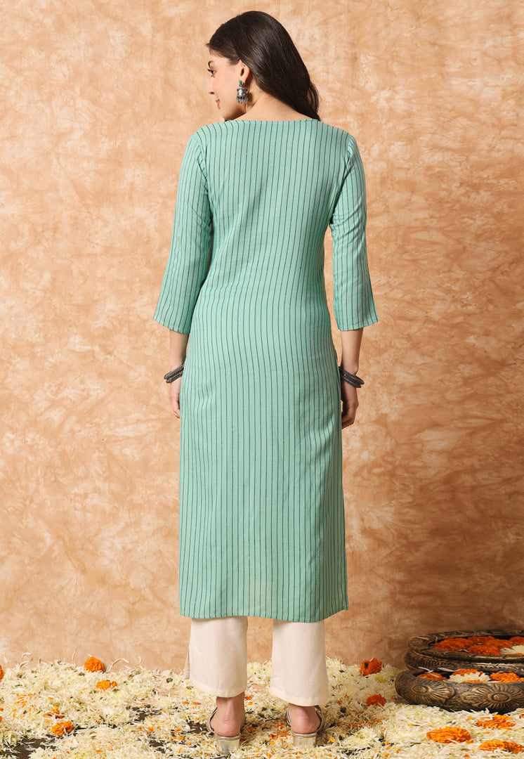 Sea Green Rayon Long Kurti