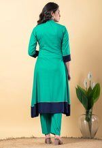 Load image into Gallery viewer, Sea Green Rayon Readymade Pant Style Suit
