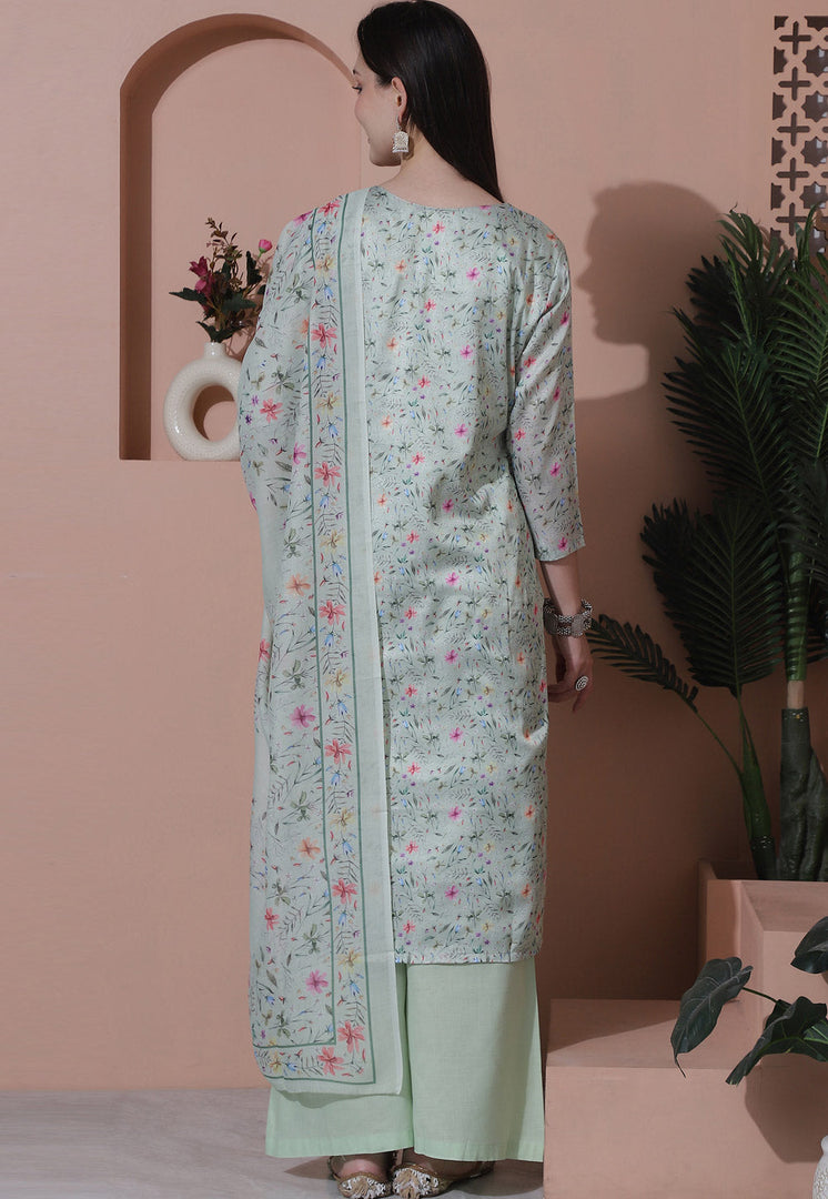 Sea Green Satin Palazzo Suit