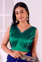 Load image into Gallery viewer, Sea Green Satin Silk Readymade Blouse

