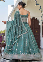Load image into Gallery viewer, Sea Green Silk Circular Lehenga Choli
