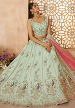 Load image into Gallery viewer, Sea Green Silk Circular Lehenga Choli
