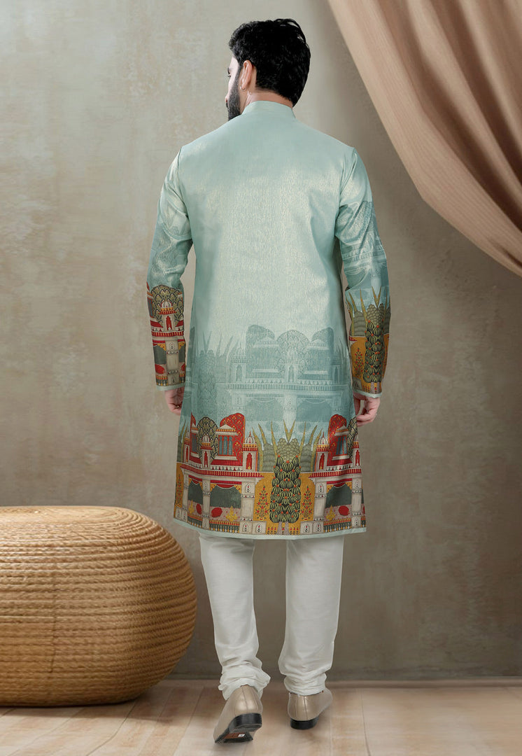 Sea Green Silk Kurta Pajama