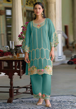Load image into Gallery viewer, Sea Green Silk Kurta Set With Pant
